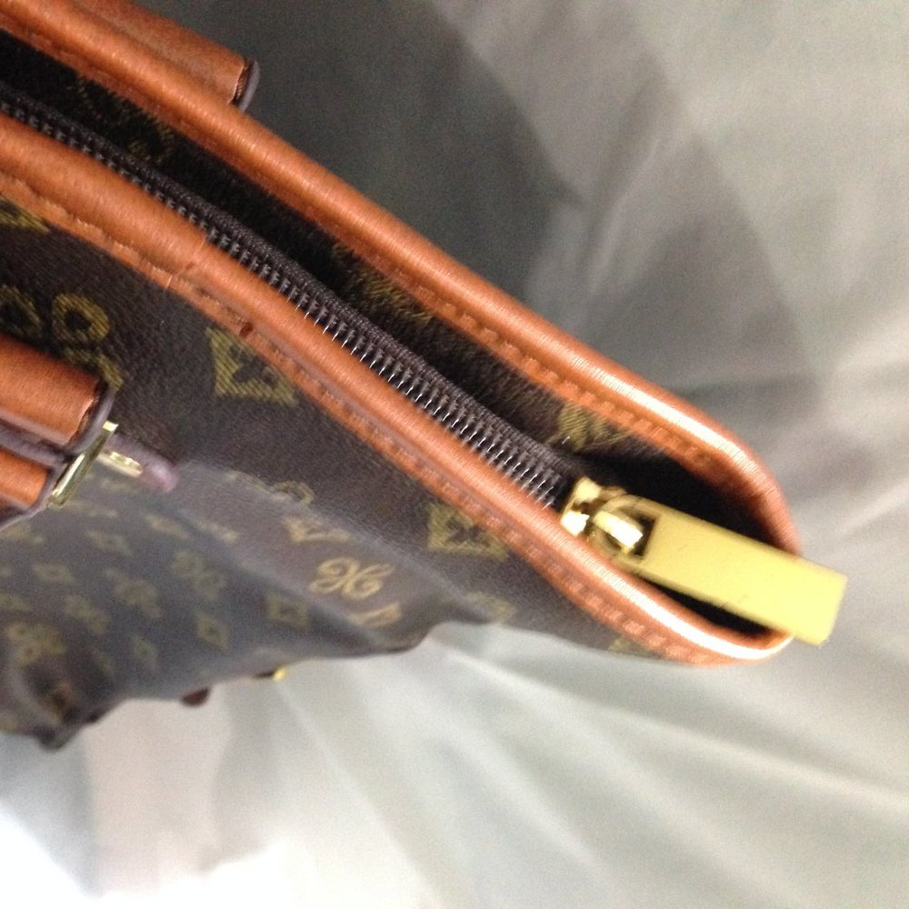 Heavy Duty Fashion Print Vintage Design Large Tote Zippered Bag, Exterior Pocket - Picture 9 of 16